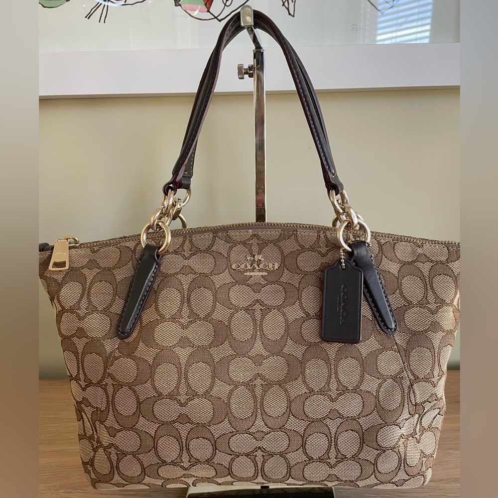 COACH F58283 SIGNATURE MARGOT EAST WEST SATCHEL CROSSBODY SHOULDER BAG Tan Brown